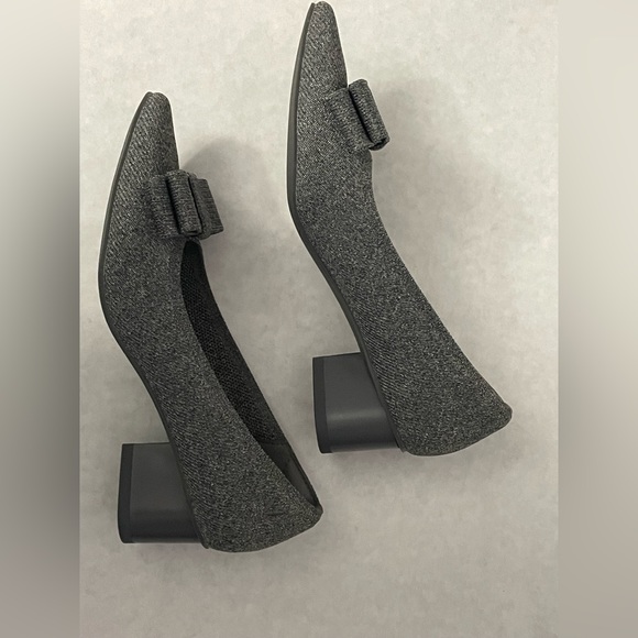 Vivaia gray pointed toe, bow, chunky heel - Picture 4 of 7